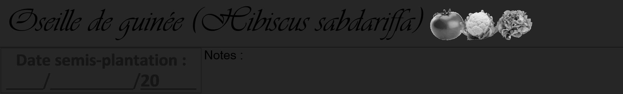 Étiquette de : Hibiscus sabdariffa - format a - style noire29viv avec comestibilité simplifiée
