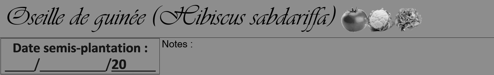 Étiquette de : Hibiscus sabdariffa - format a - style noire2viv avec comestibilité simplifiée