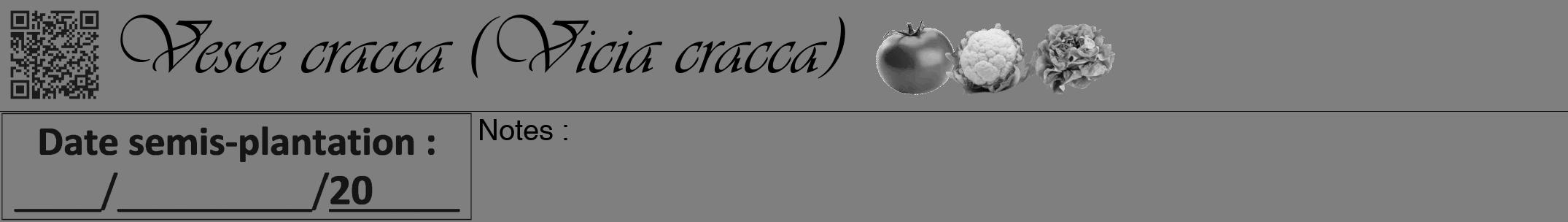 Étiquette de : Vicia cracca - format a - style noire57viv avec qrcode et comestibilité simplifiée