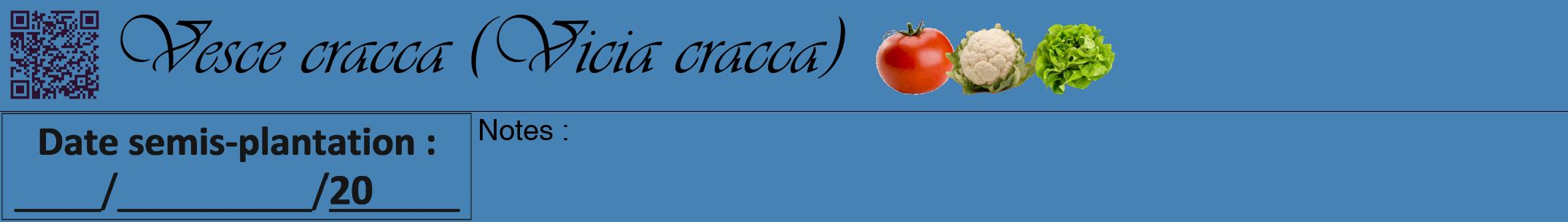 Étiquette de : Vicia cracca - format a - style noire5viv avec qrcode et comestibilité simplifiée