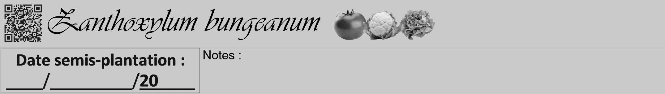 Étiquette de : Zanthoxylum bungeanum - format a - style noire21simpleviv avec qrcode et comestibilité simplifiée