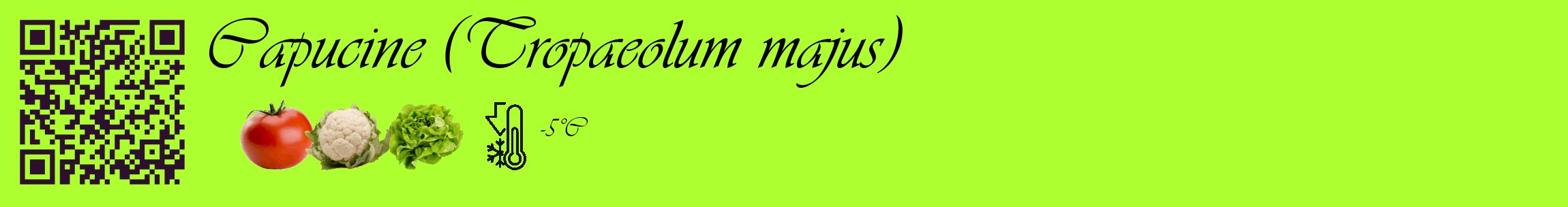 Étiquette de : Tropaeolum majus - format c - style noire17basique_basique_basiqueviv avec qrcode et comestibilité simplifiée