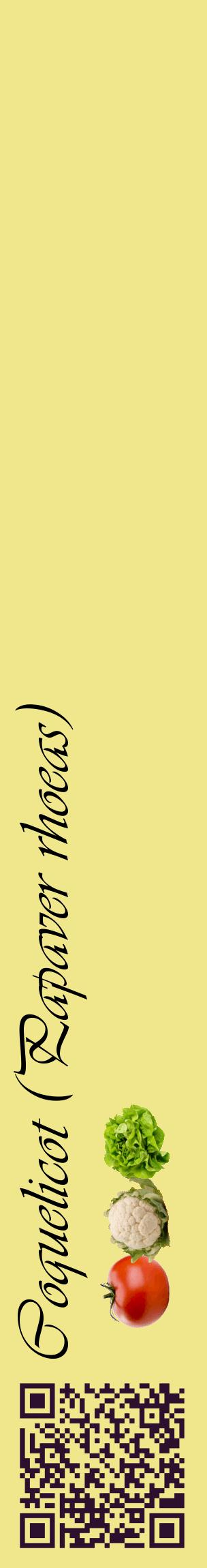 Étiquette de : Papaver rhoeas - format c - style noire20_basiqueviv avec qrcode et comestibilité simplifiée