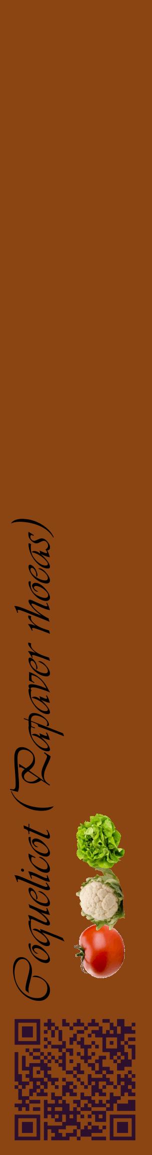 Étiquette de : Papaver rhoeas - format c - style noire30_basiqueviv avec qrcode et comestibilité simplifiée