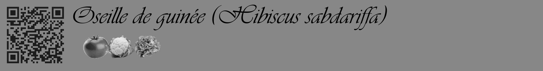 Étiquette de : Hibiscus sabdariffa - format c - style noire12basique_basique_basiqueviv avec qrcode et comestibilité simplifiée