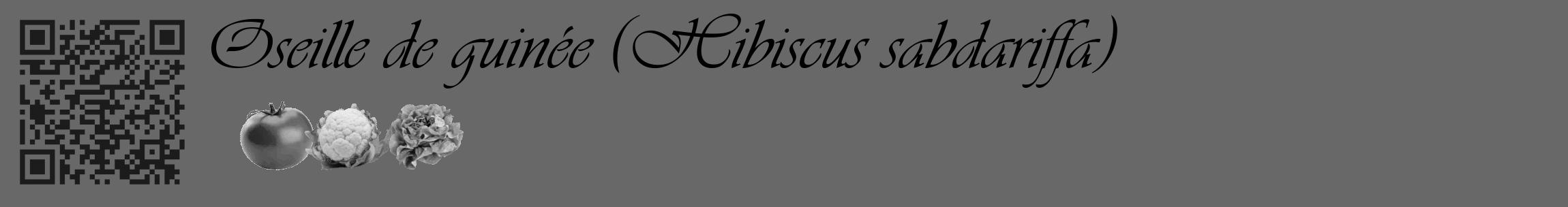 Étiquette de : Hibiscus sabdariffa - format c - style noire43_basique_basiqueviv avec qrcode et comestibilité simplifiée