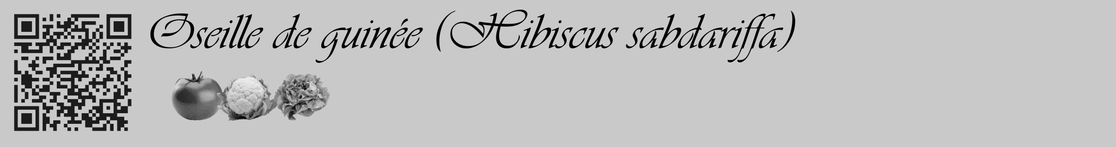 Étiquette de : Hibiscus sabdariffa - format c - style noire54_basique_basiqueviv avec qrcode et comestibilité simplifiée