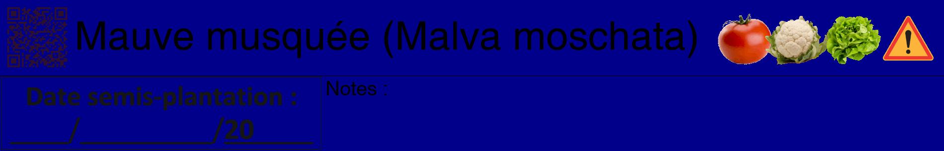 Étiquette de : Malva moschata - format a - style noire7basiquehel avec qrcode et comestibilité simplifiée