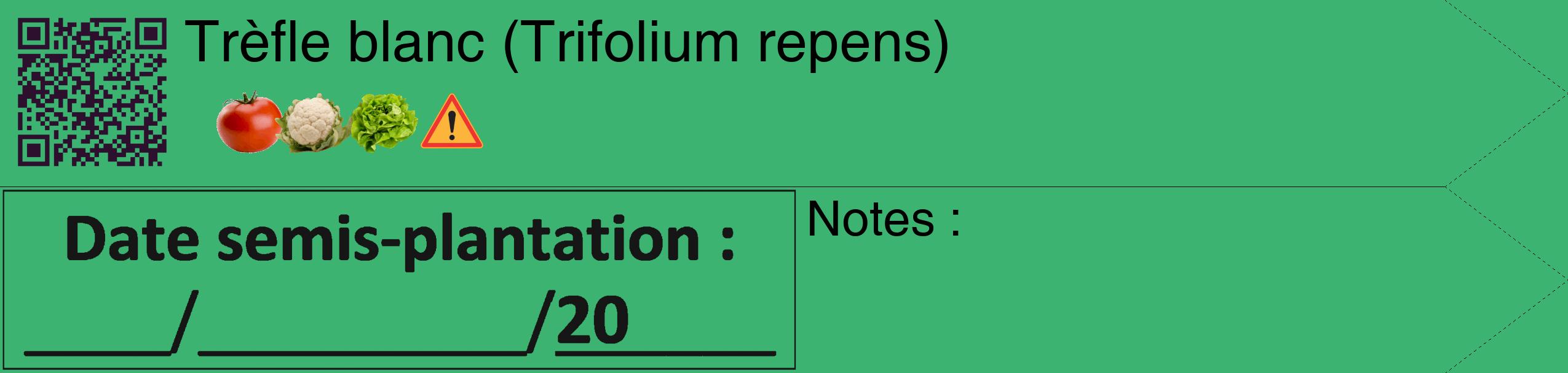 Étiquette de : Trifolium repens - format c - style noire12_simple_simplehel avec qrcode et comestibilité simplifiée