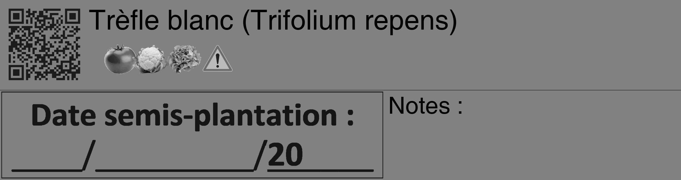 Étiquette de : Trifolium repens - format c - style noire50_basique_basiquehel avec qrcode et comestibilité simplifiée
