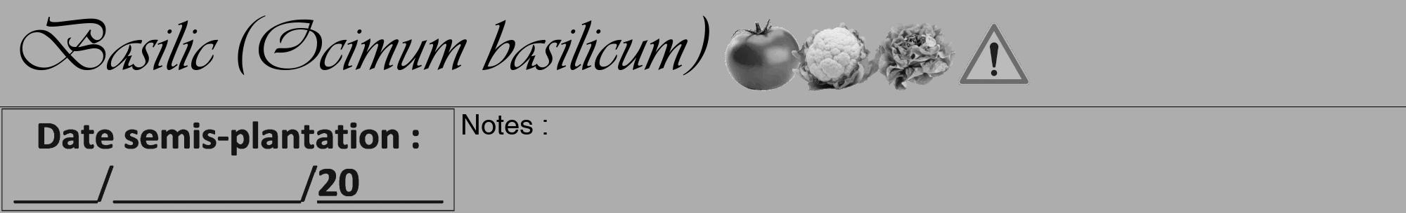 Étiquette de : Ocimum basilicum - format a - style noire22viv avec comestibilité simplifiée