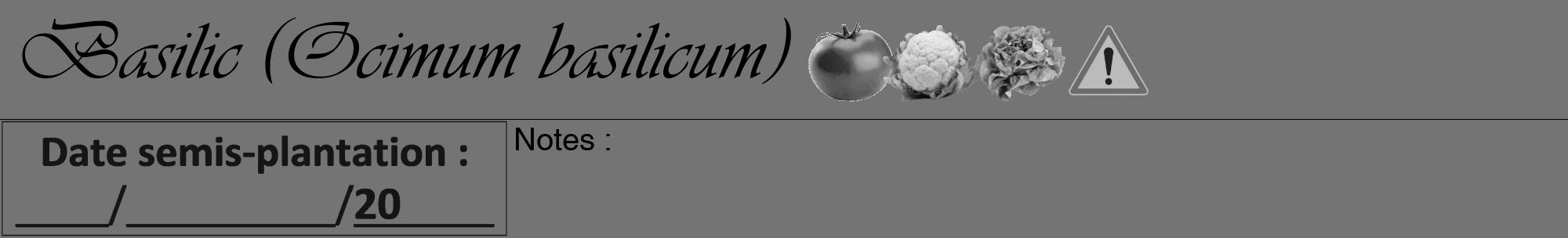 Étiquette de : Ocimum basilicum - format a - style noire26viv avec comestibilité simplifiée