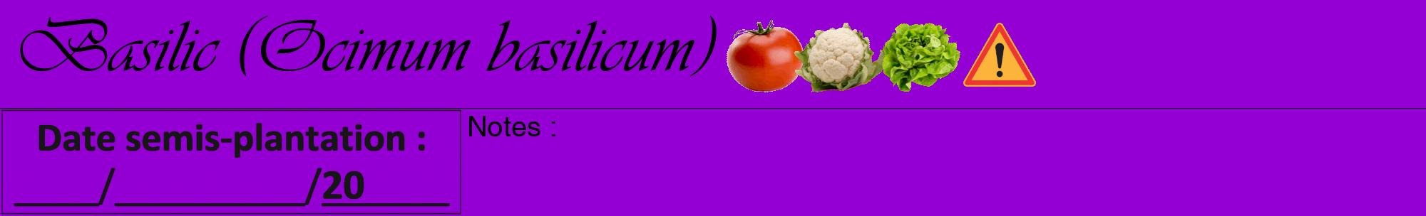 Étiquette de : Ocimum basilicum - format a - style noire48basiqueviv avec comestibilité simplifiée