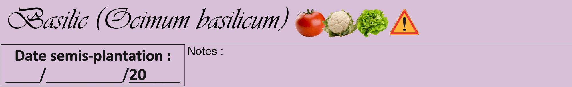 Étiquette de : Ocimum basilicum - format a - style noire54viv avec comestibilité simplifiée
