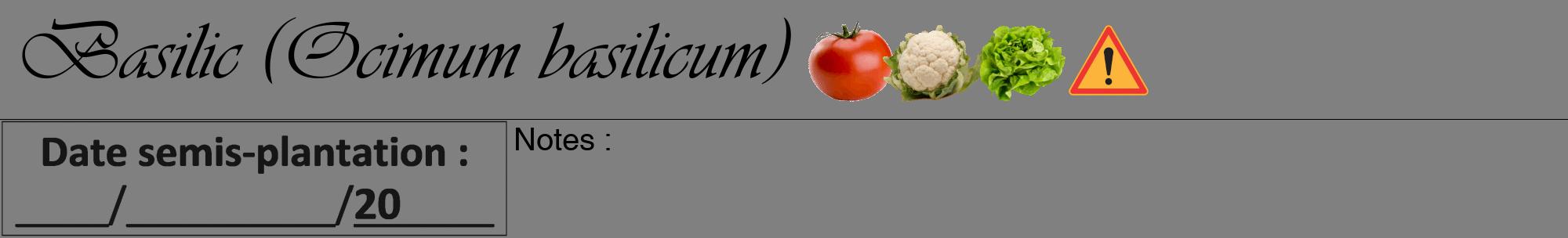 Étiquette de : Ocimum basilicum - format a - style noire57viv avec comestibilité simplifiée