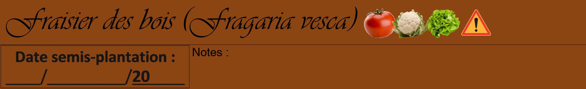 Étiquette de : Fragaria vesca - format a - style noire30viv avec comestibilité simplifiée