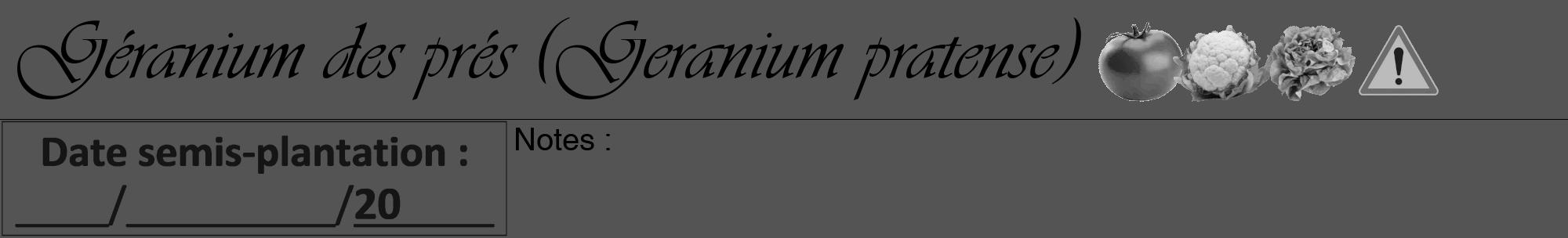 Étiquette de : Geranium pratense - format a - style noire36viv avec comestibilité simplifiée