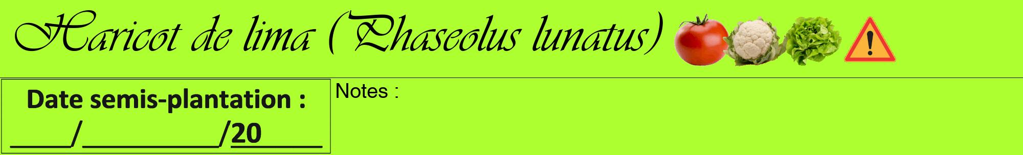 Étiquette de : Phaseolus lunatus - format a - style noire17viv avec comestibilité simplifiée