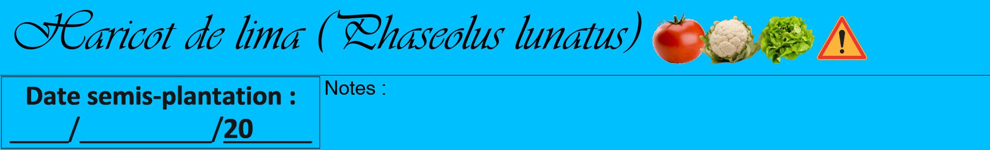 Étiquette de : Phaseolus lunatus - format a - style noire2viv avec comestibilité simplifiée