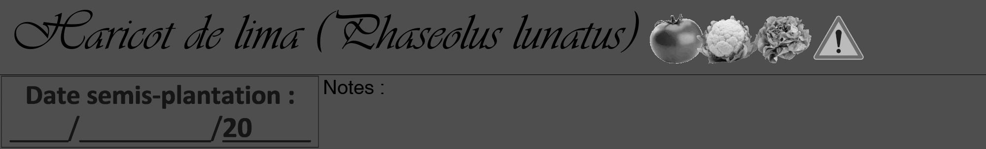 Étiquette de : Phaseolus lunatus - format a - style noire33viv avec comestibilité simplifiée