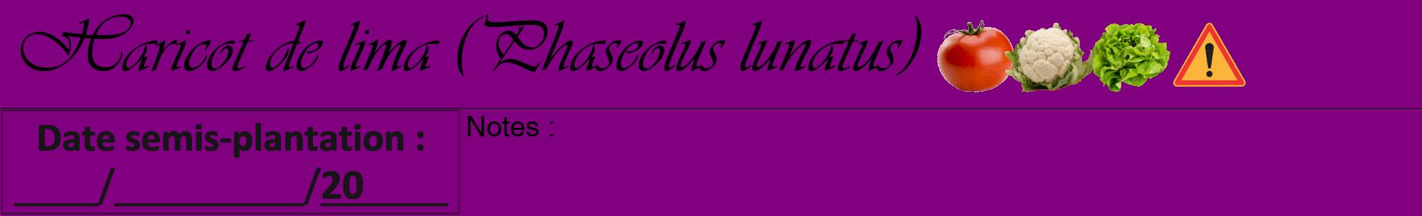 Étiquette de : Phaseolus lunatus - format a - style noire46viv avec comestibilité simplifiée