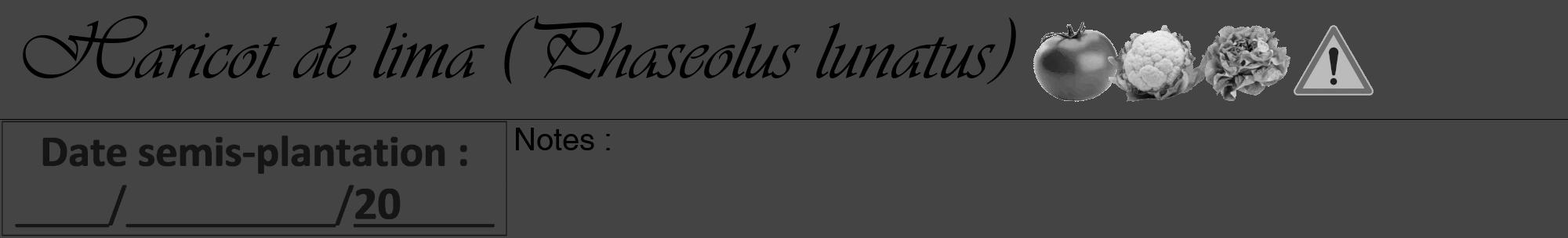 Étiquette de : Phaseolus lunatus - format a - style noire48viv avec comestibilité simplifiée
