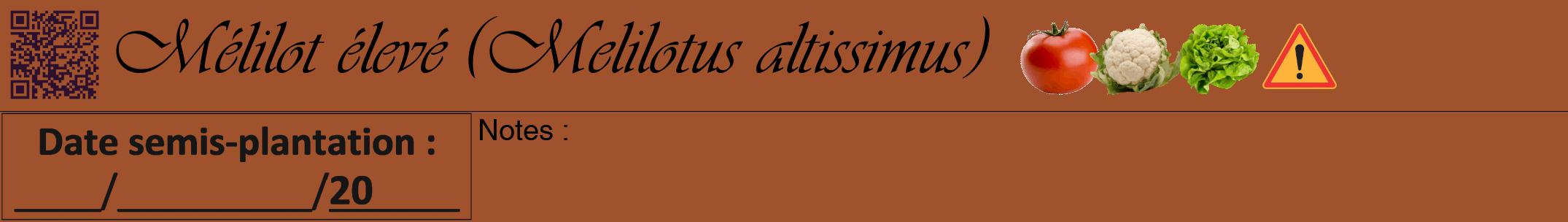 Étiquette de : Melilotus altissimus - format a - style noire32simpleviv avec qrcode et comestibilité simplifiée