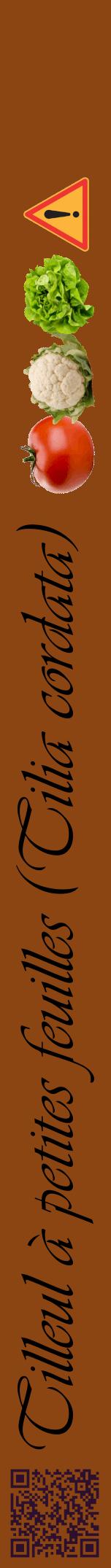 Étiquette de : Tilia cordata - format a - style noire30viv avec qrcode et comestibilité simplifiée