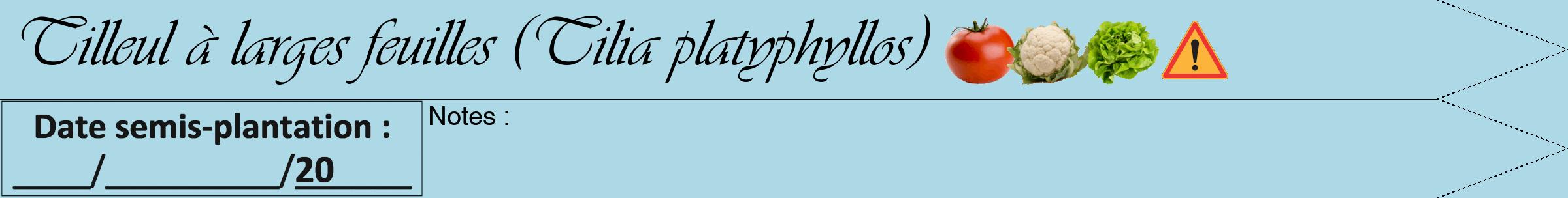 Étiquette de : Tilia platyphyllos - format b - style noire0viv avec comestibilité simplifiée