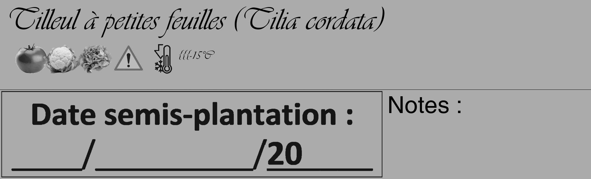 Étiquette de : Tilia cordata - format c - style noire37_basique_basiqueviv avec comestibilité simplifiée