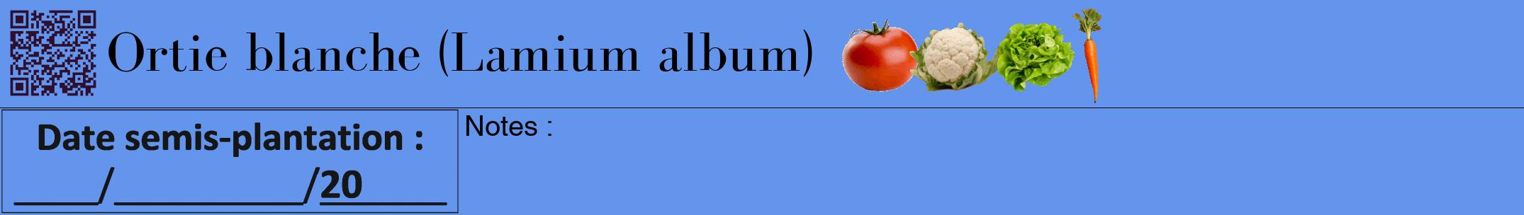 Étiquette de : Lamium album - format a - style noire4bod avec qrcode et comestibilité simplifiée
