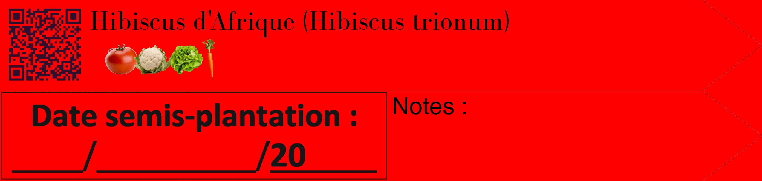 Étiquette de : Hibiscus trionum - format c - style noire27_simple_simplebod avec qrcode et comestibilité simplifiée