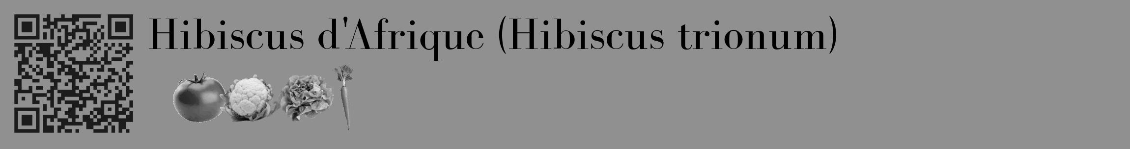 Étiquette de : Hibiscus trionum - format c - style noire4_basique_basiquebod avec qrcode et comestibilité simplifiée