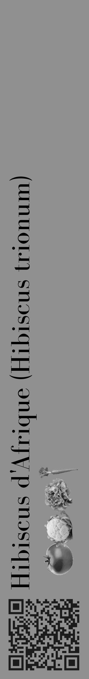 Étiquette de : Hibiscus trionum - format c - style noire4_basique_basiquebod avec qrcode et comestibilité simplifiée - position verticale