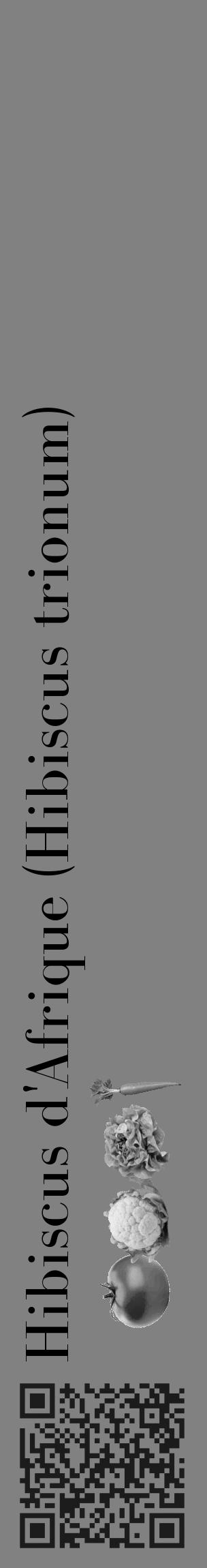 Étiquette de : Hibiscus trionum - format c - style noire50_basique_basiquebod avec qrcode et comestibilité simplifiée - position verticale