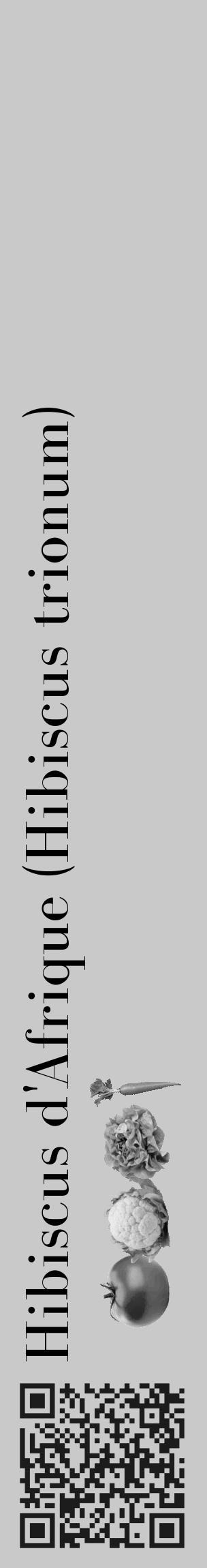 Étiquette de : Hibiscus trionum - format c - style noire54_basique_basiquebod avec qrcode et comestibilité simplifiée - position verticale