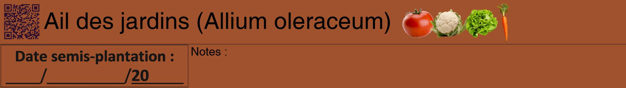 Étiquette de : Allium oleraceum - format a - style noire32hel avec qrcode et comestibilité simplifiée