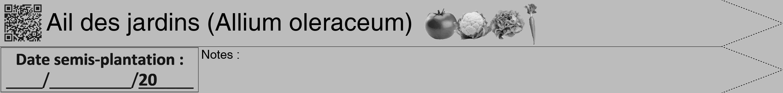 Étiquette de : Allium oleraceum - format b - style noire1hel avec qrcode et comestibilité simplifiée