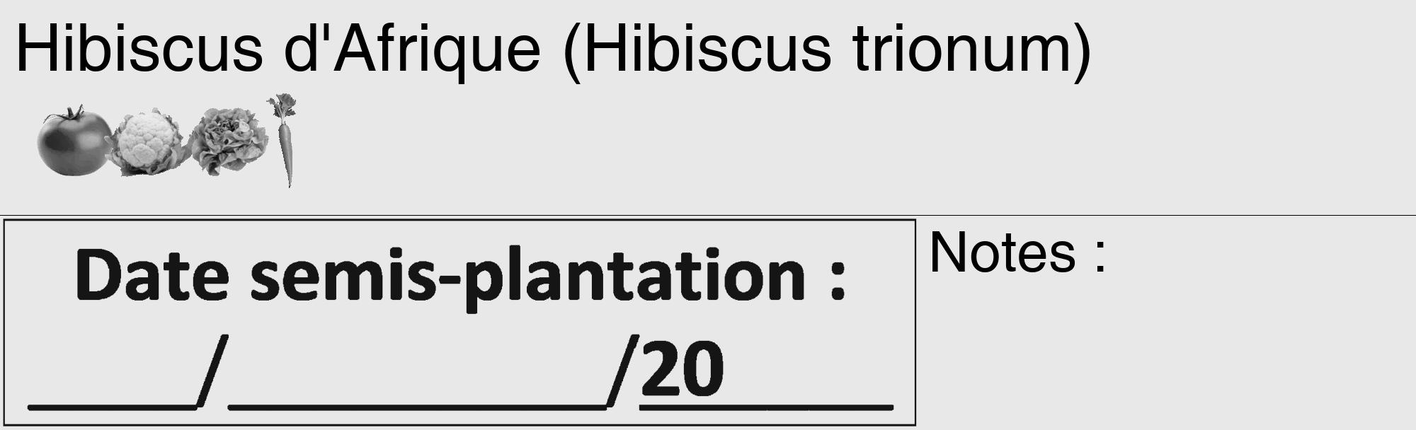 Étiquette de : Hibiscus trionum - format c - style noire55_basique_basiquehel avec comestibilité simplifiée