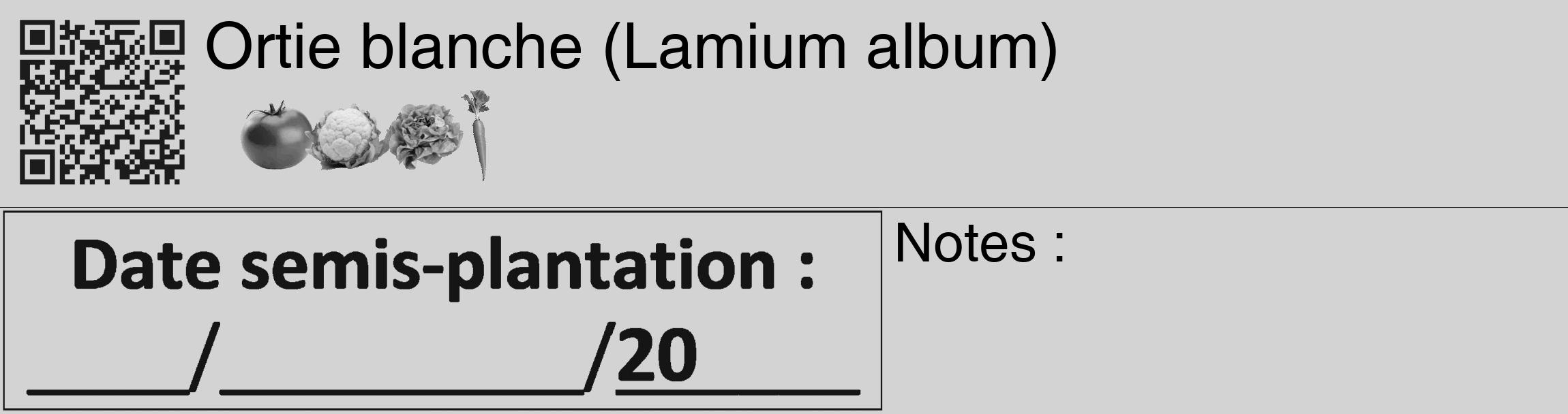 Étiquette de : Lamium album - format c - style noire56_basique_basiquehel avec qrcode et comestibilité simplifiée
