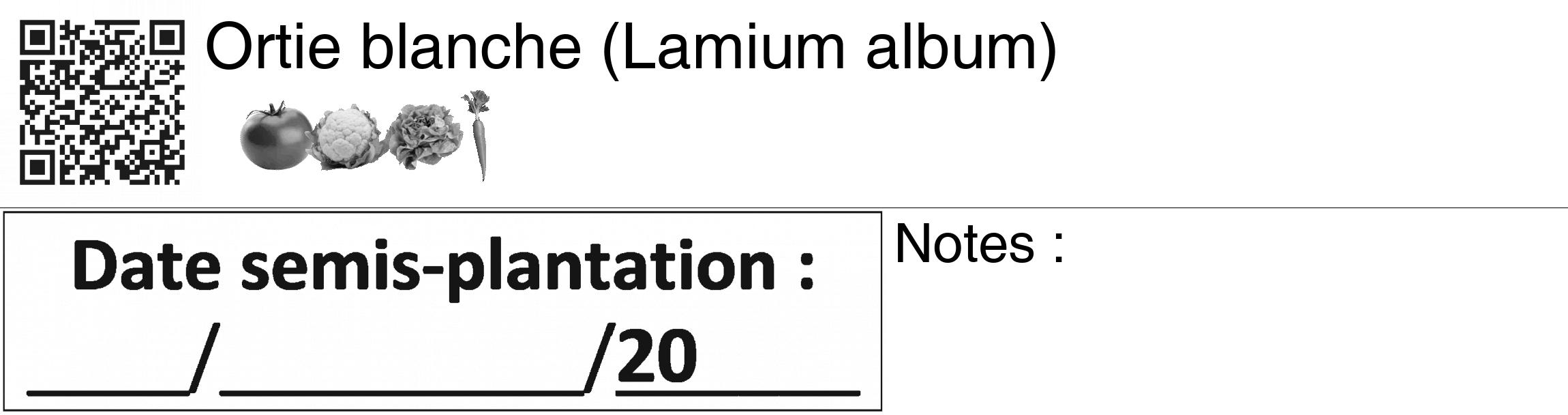 Étiquette de : Lamium album - format c - style noire60_basiquegrrvhel avec qrcode et comestibilité simplifiée