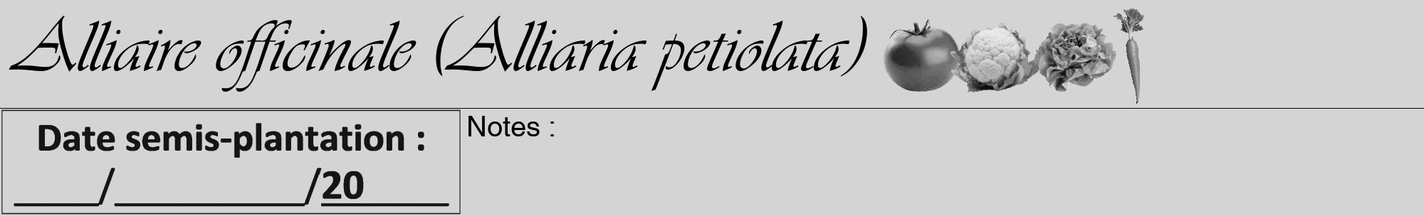 Étiquette de : Alliaria petiolata - format a - style noire40viv avec comestibilité simplifiée