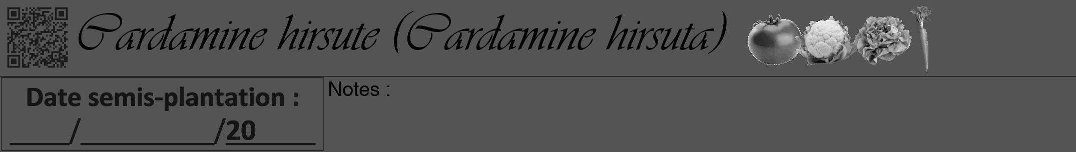 Étiquette de : Cardamine hirsuta - format a - style noire30viv avec qrcode et comestibilité simplifiée
