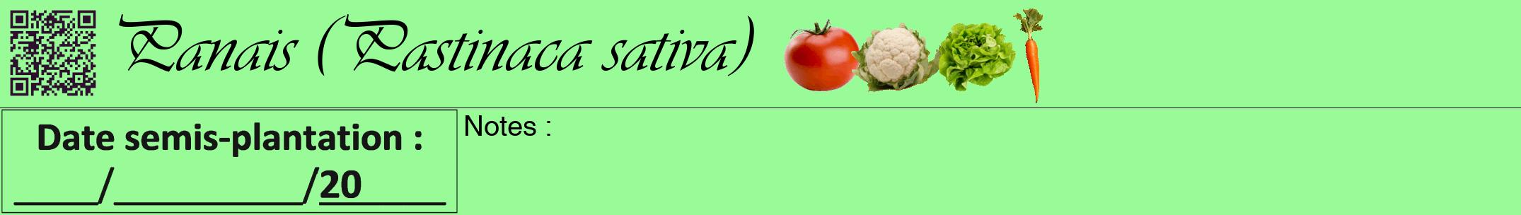 Étiquette de : Pastinaca sativa - format a - style noire14viv avec qrcode et comestibilité simplifiée