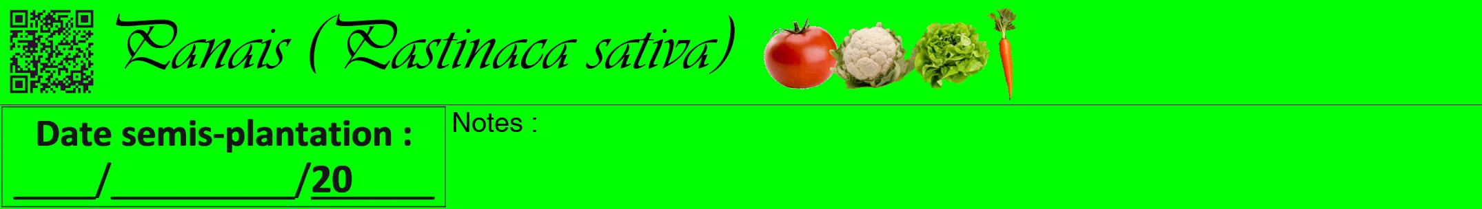Étiquette de : Pastinaca sativa - format a - style noire16viv avec qrcode et comestibilité simplifiée