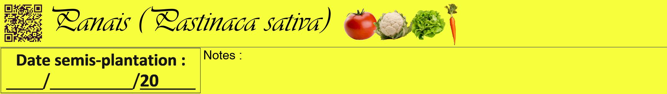 Étiquette de : Pastinaca sativa - format a - style noire18viv avec qrcode et comestibilité simplifiée