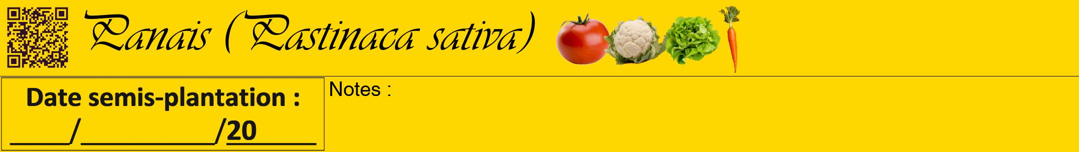 Étiquette de : Pastinaca sativa - format a - style noire21viv avec qrcode et comestibilité simplifiée