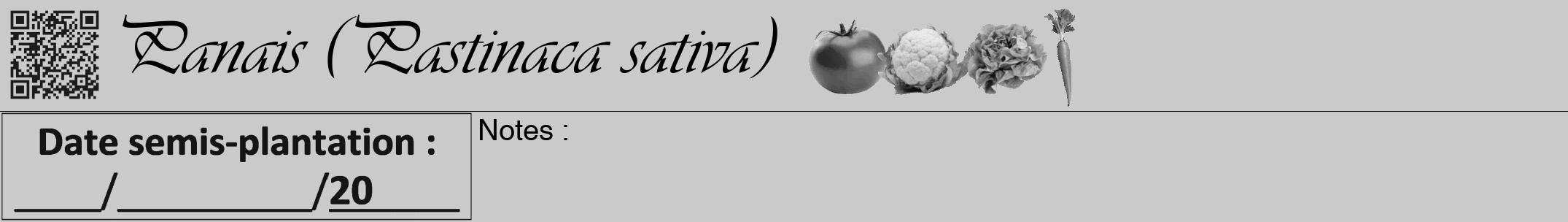 Étiquette de : Pastinaca sativa - format a - style noire21viv avec qrcode et comestibilité simplifiée