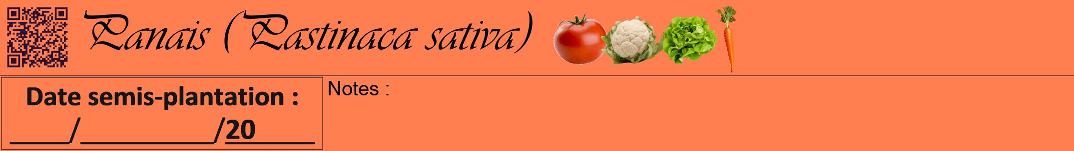 Étiquette de : Pastinaca sativa - format a - style noire24viv avec qrcode et comestibilité simplifiée