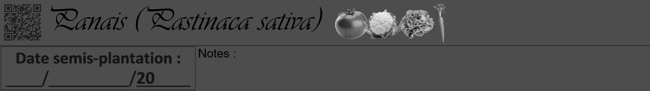 Étiquette de : Pastinaca sativa - format a - style noire28viv avec qrcode et comestibilité simplifiée
